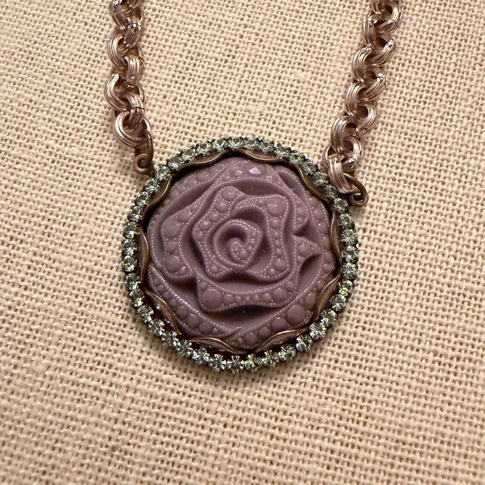 Sabika Purple Rose Medallion Necklace